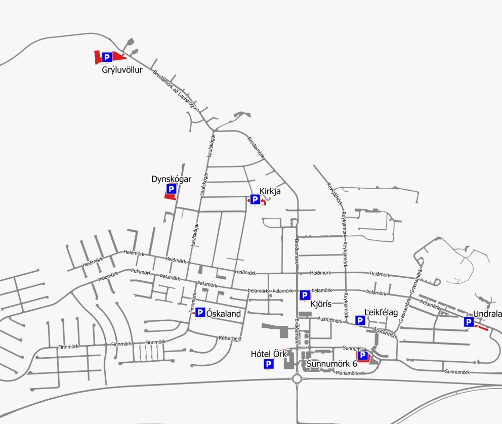 Bílastæði - Blómstrandi dagar