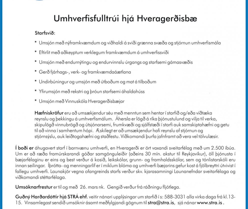 Umhverfisfulltrúi óskast !