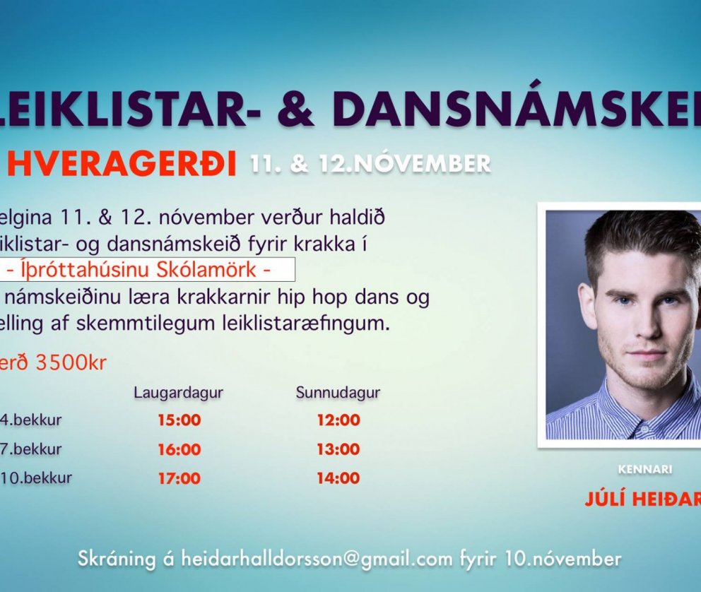 Leiklistar-og dansnámskeið 11 & 12 nóvember