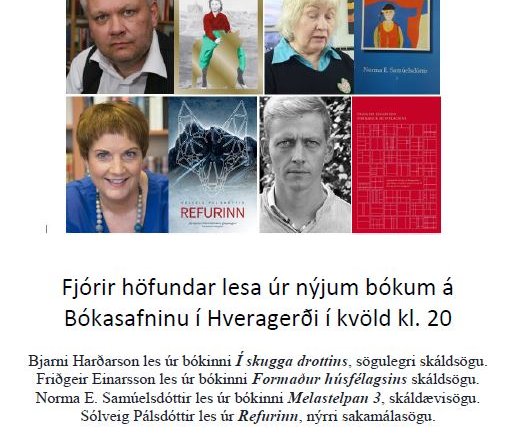 Upplestur úr bókum í kvöld á Bókasafninu í Hveragerði