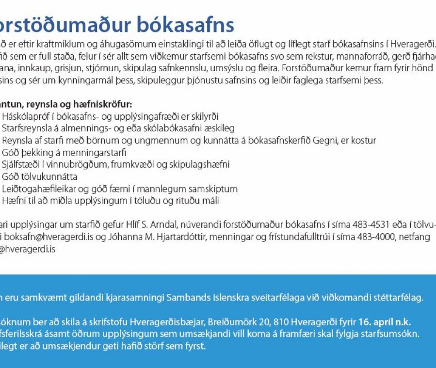 Forstöðumaður bókasafns