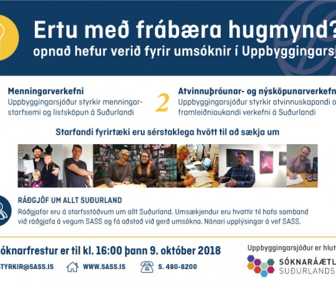 Uppbyggingarsjóður auglýsir eftir umsóknum