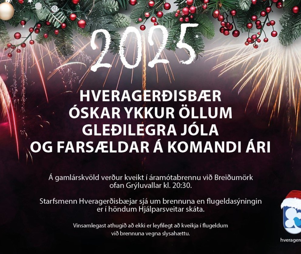 Áramótabrenna og flugeldasýning á gamlárskvöld