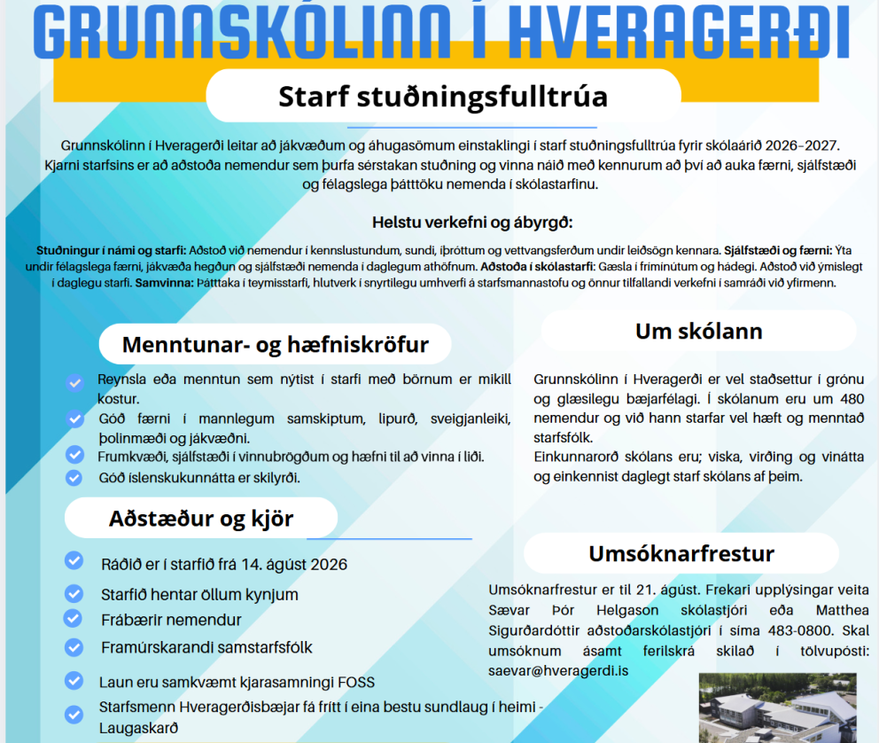 Starf stuðningsfulltrúa í Grunnskólanum í Hveragerði