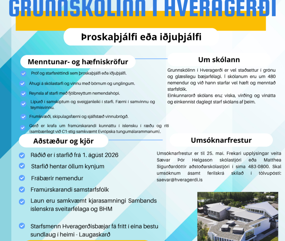 Grunnskólinn í Hveragerði óskar eftir starfsmanni