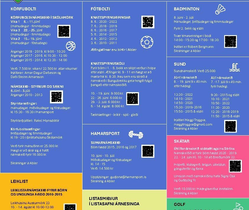 Hamar - sumarnámskeið í Hveragerði 2026