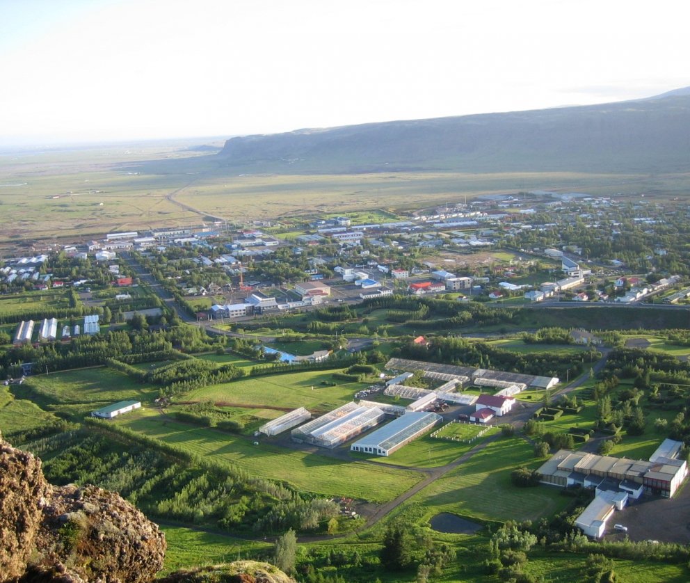 Hveragerði séð frá Reykjafjalli.