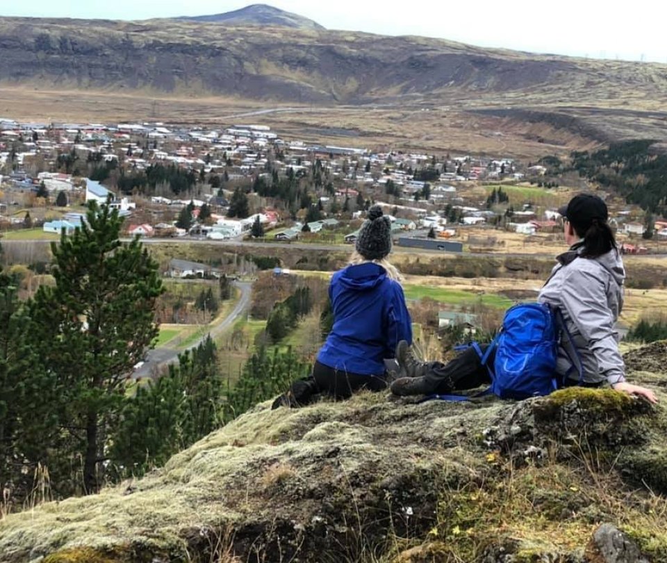 Útsýni af Reykjafjalli yfir Hveragerði.  Myndina tók Örlygur Atli.