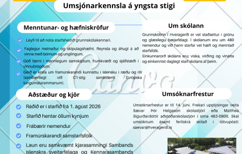 Grunnskólinn óskar eftir umsjónarkennslu á yngsta stigi