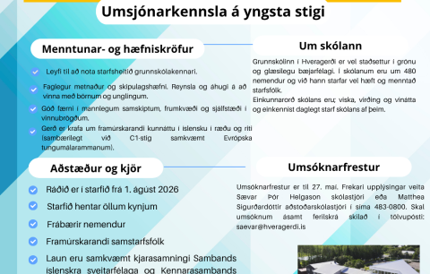 Grunnskólinn í Hveragerði óskar eftir umsjónarkennslu á yngsta stigi